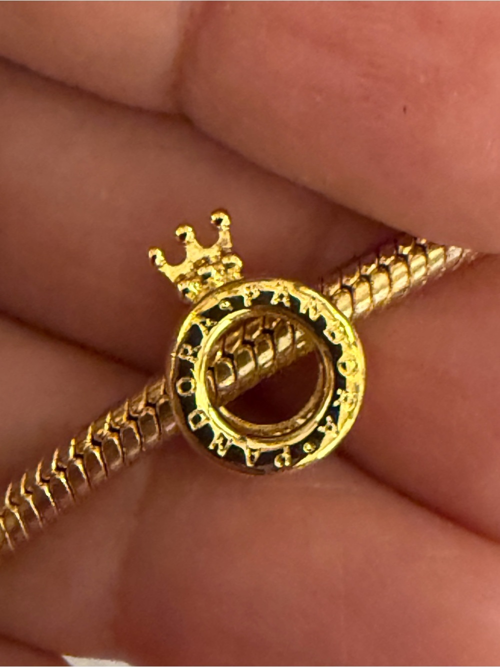 Pandora Gold Crown Circle Charm - Gold Tone